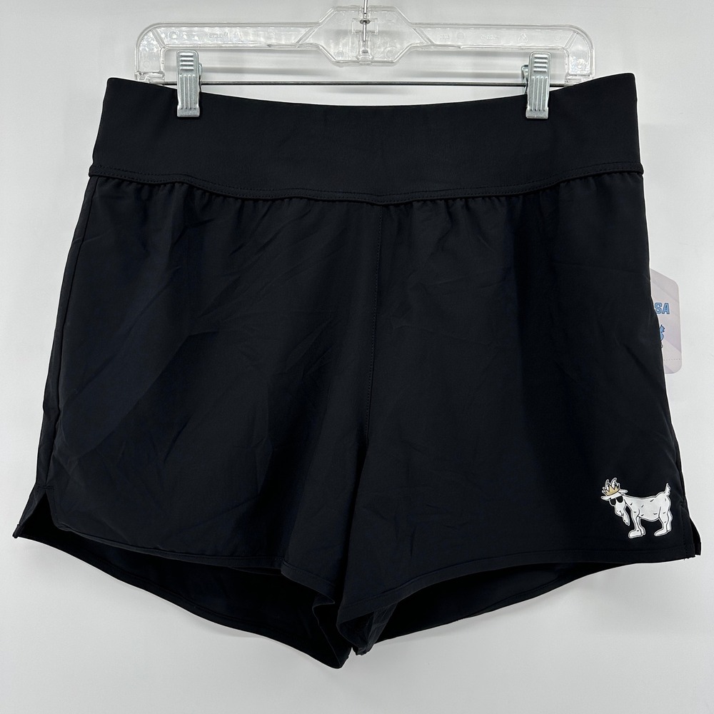 GOAT USA Womens Athletic Shorts Black Logo Zipper Pocket Size Small GU-1509-S